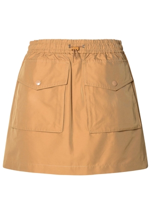 Moncler Cargo Miniskirt In Beige Cotton Blend