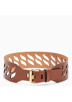 Etro Brown Perforated Leather Belt