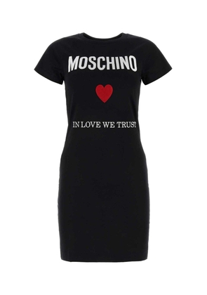 Moschino Logo Embroidered Crewneck Mini T-Shirt Dress