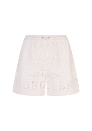 Moncler Cream Shorts With Cut-Out Embroidery
