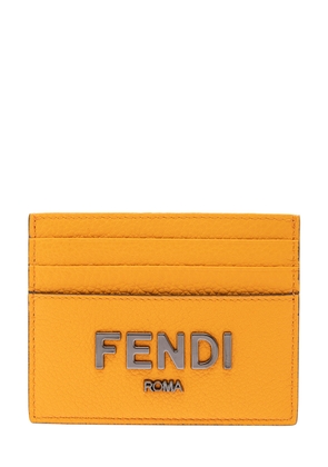 Fendi Black Card-Holder With Metal Logo In Relief In Leather Man
