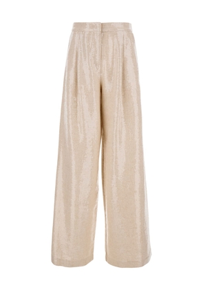 Federica Tosi Pink Trousers With Sequins In Linen Blend Woman