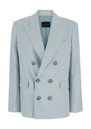 The Andamane Light Blue Single-Breasted Blazer In Linen Stretch Woman