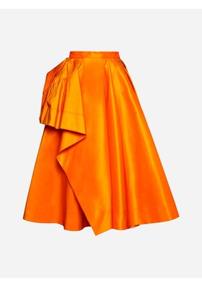 Alexander Mcqueen Asymmetric Taffeta Midi Skirt
