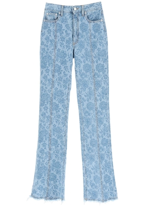 Alessandra Rich Flower Print Flared Jeans