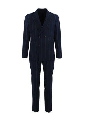 Eleventy Blue Double-Breasted Pinstripe Suit