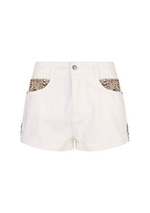 Ermanno Scervino White Shorts With Jewel Detailing