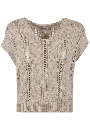 D.exterior Lux Sleeveless V Neck Braided Sweater