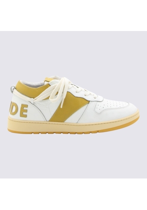 Rhude White And Mustard Leather Sneakers
