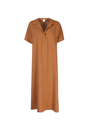 Eleventy Long Terracotta Linen Dress