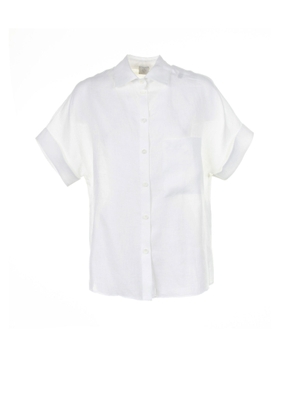 Eleventy White Linen Shirt With Half Sleeves