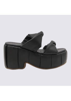 Themoirè Black Faux Leather Andromeda Sandals