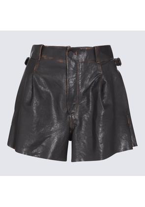 The Mannei Black Leather Sakib Shorts