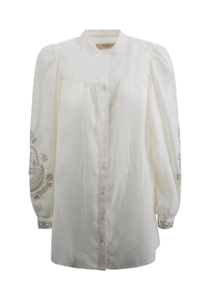 Weekend Max Mara Linen Canvas Shirt With Embroidery