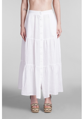 120% Lino Skirt In White Linen