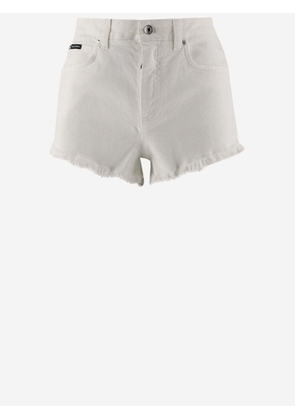 Dolce & Gabbana Cotton Denim Short Pants With Dg Plaque