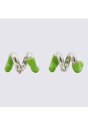 Sunnei Silver And Green Metal Earrings