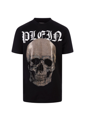 Philipp Plein Black T-Shirt With Crystals Skull