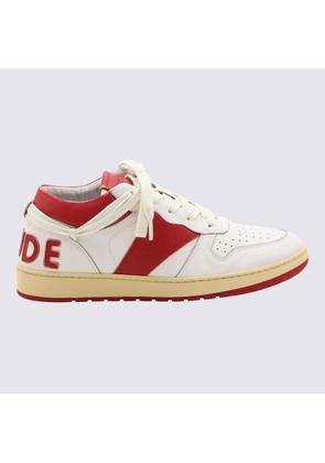 Rhude White And Red Leather Sneakers