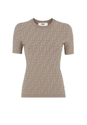 Fendi Viscose T-Shirt With All-Over Embossed Ff Motif