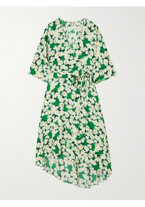 Diane von Furstenberg - Eloise Belted Asymmetric Floral-print Crepe Wrap-effect Dress - Green - US0,US2,US4,US6,US8,US10,US12