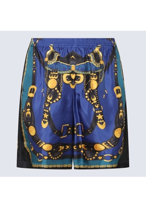 Versace Multicolour Silk Medusa Harness Shorts