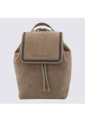 Brunello Cucinelli Brown Suede And Leather Backpack