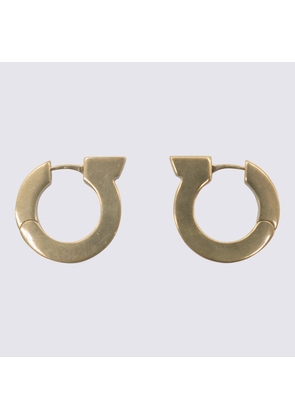 Ferragamo Gold Brass Hoop Gancini Earrings