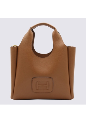Hogan Brown Leather H Top Hanlde Bag