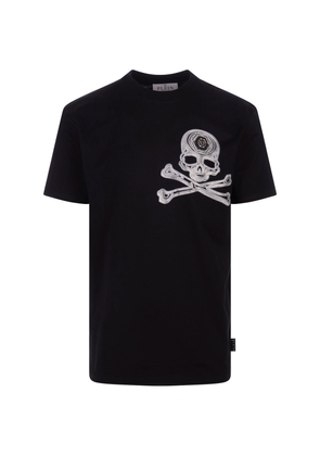 Philipp Plein Black T-Shirt With Crystal Skull & bones