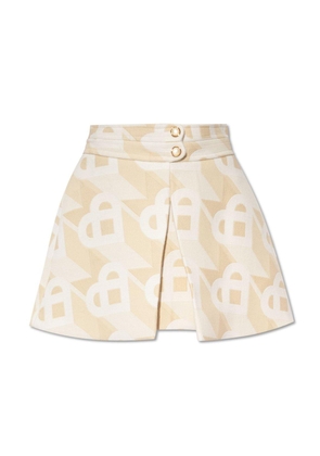 Casablanca Monogram-Pattern Front Slit Mini Skirt