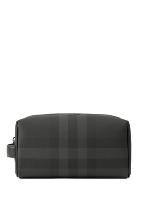 Burberry checked leather travel pouch - Grey