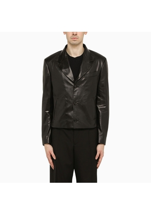 Ferragamo Black Single-Breasted Leather Jacket