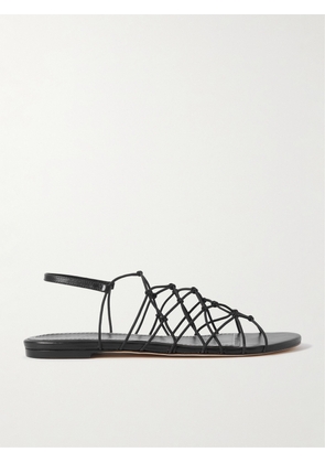 STAUD - Gio Knotted Elastic And Leather Sandals - Black - IT35,IT36,IT36.5,IT37,IT37.5,IT38,IT38.5,IT39,IT39.5,IT40,IT40.5,IT41,IT42