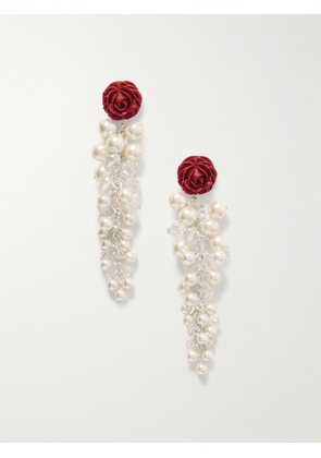 Magda Butrym - Silver-tone, Faux Pearl, Crystal And Resin Earrings - Red - One size