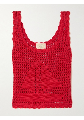 Suzie Kondi - Chania Crocheted Cotton Tank - Red - x small,small,medium,large,x large