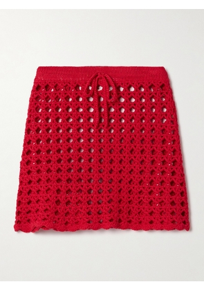 Suzie Kondi - Crete Open-knit Cotton Mini Skirt - Red - x small,small,medium,large
