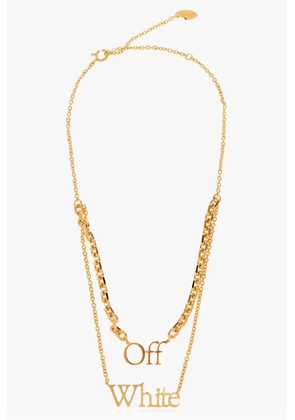 Off-White Logo Plaque Chain-Linked Necklace