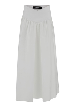 Federica Tosi Long White Pleated Skirt In Stretch Cotton Woman