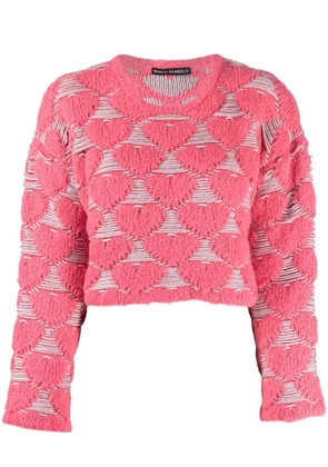 Marco Rambaldi heart-embroidery knit sweater - Pink
