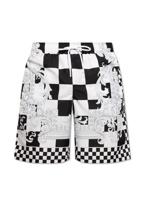 Versace Check-Printed Drawstring Swim Shorts