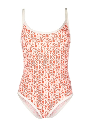 Moncler Orange Logoed One-Piece Swimsuit