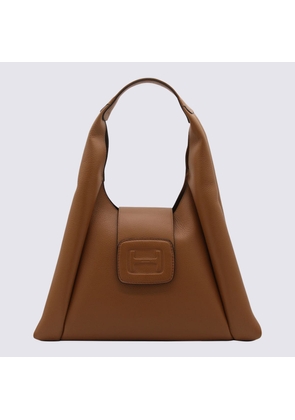 Hogan Brown Textured Leather Hobo Medium Bag
