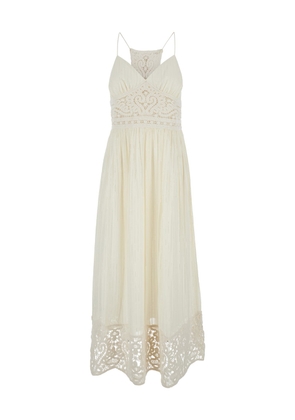Twinset White Long Dress With Embroidered Motifs In Cotton Blend Woman