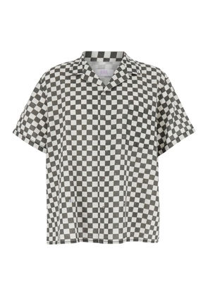 Erl Black And White Bowling Shirt With Check Motif In Cotton And Linen Man