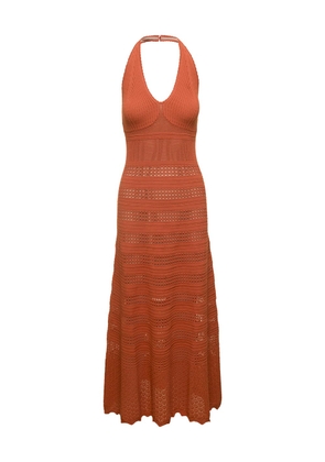 Twinset Orange Long Dress With Triangle-Shaped Cups In Viscose Blend Woman