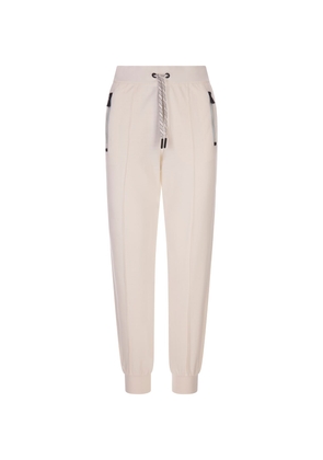 Moncler Grenoble White Joggers With Contrast Drawstring