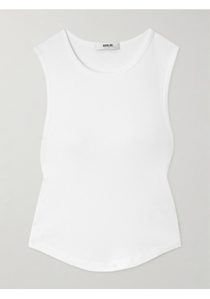 AGOLDE - Nova Ribbed Cropped Stretch Organic Cotton And Tencel™ Lyocell-blend Tank - White - x small,small,medium,large,x large