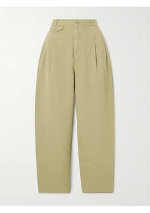 AGOLDE - Becker Pleated Cotton-twill Tapered Pants - Green - 23,24,25,26,27,28,29,30,31,32