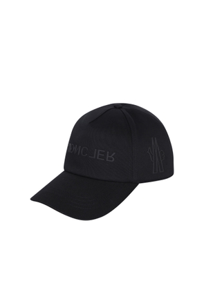 Moncler Grenoble Black Baseball Hat With Embossed Logo